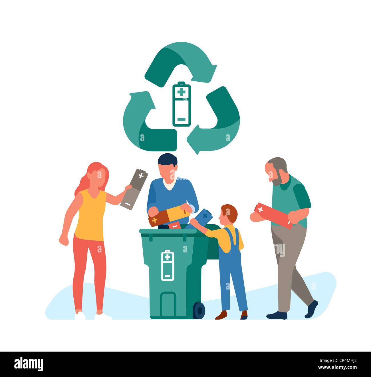 People recycling batteries