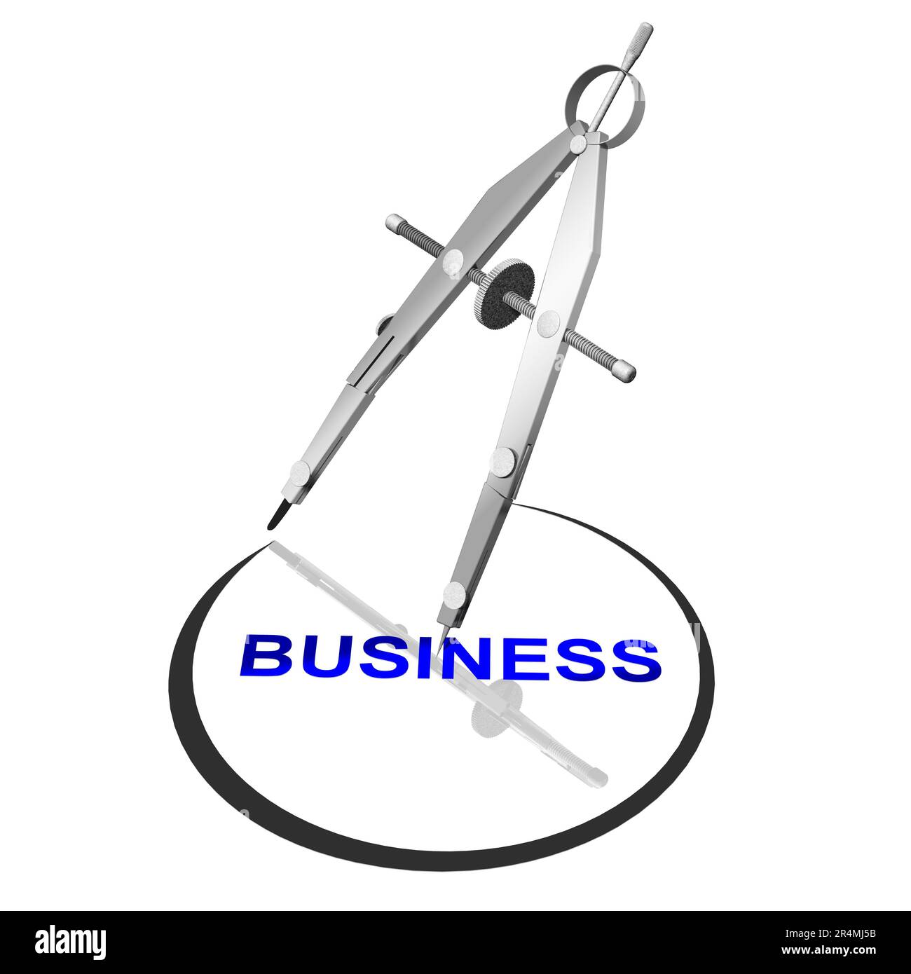 3D illustration. Compass trace a circle around business Stock Photo Alamy