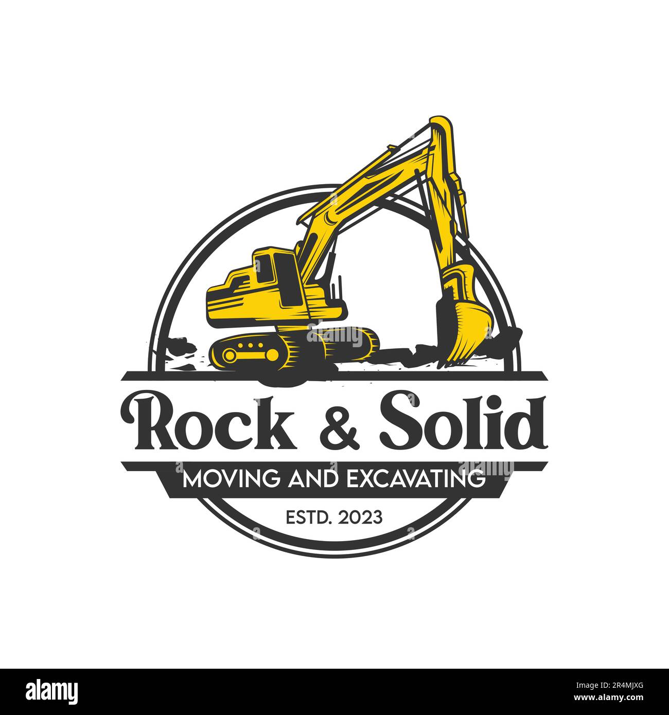 Rock Solid Moving badge construction logo design Stock Vector Image