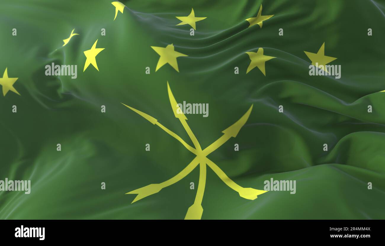 Flag of Adygea Republic waving. 3d render Stock Photo