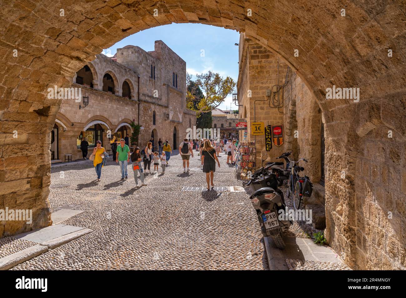 View of shop in Pl. Mouson, Old Rhodes Town, UNESCO World Heritage Site, Rhodes, Dodecanese, Greek Islands, Greece, Europe Stock Photo