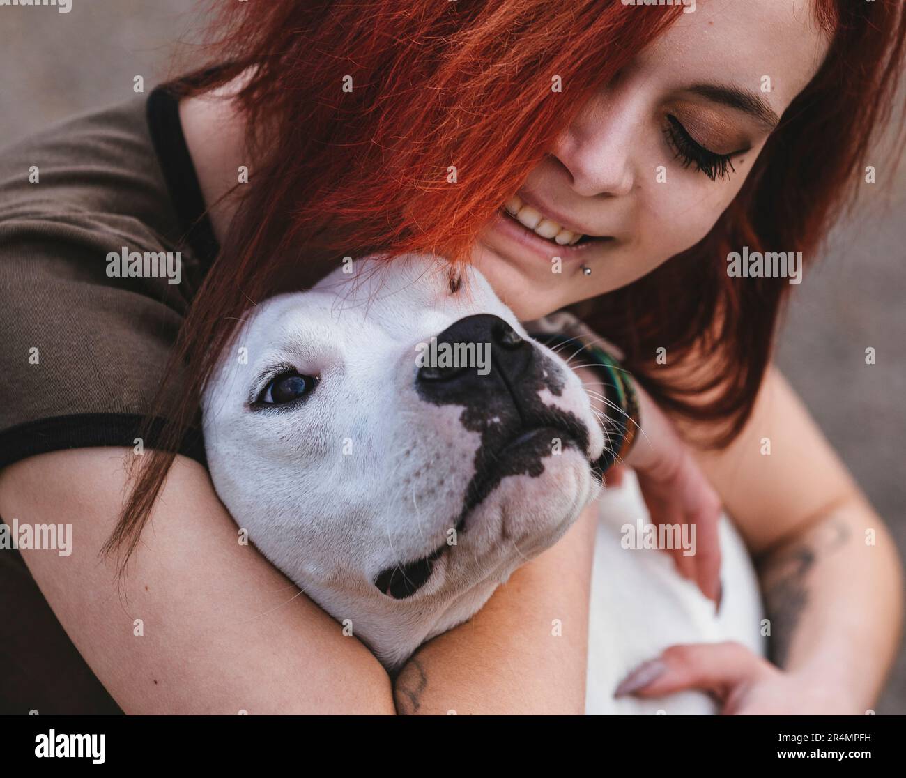 Dog and his owner - real love Stock Photo
