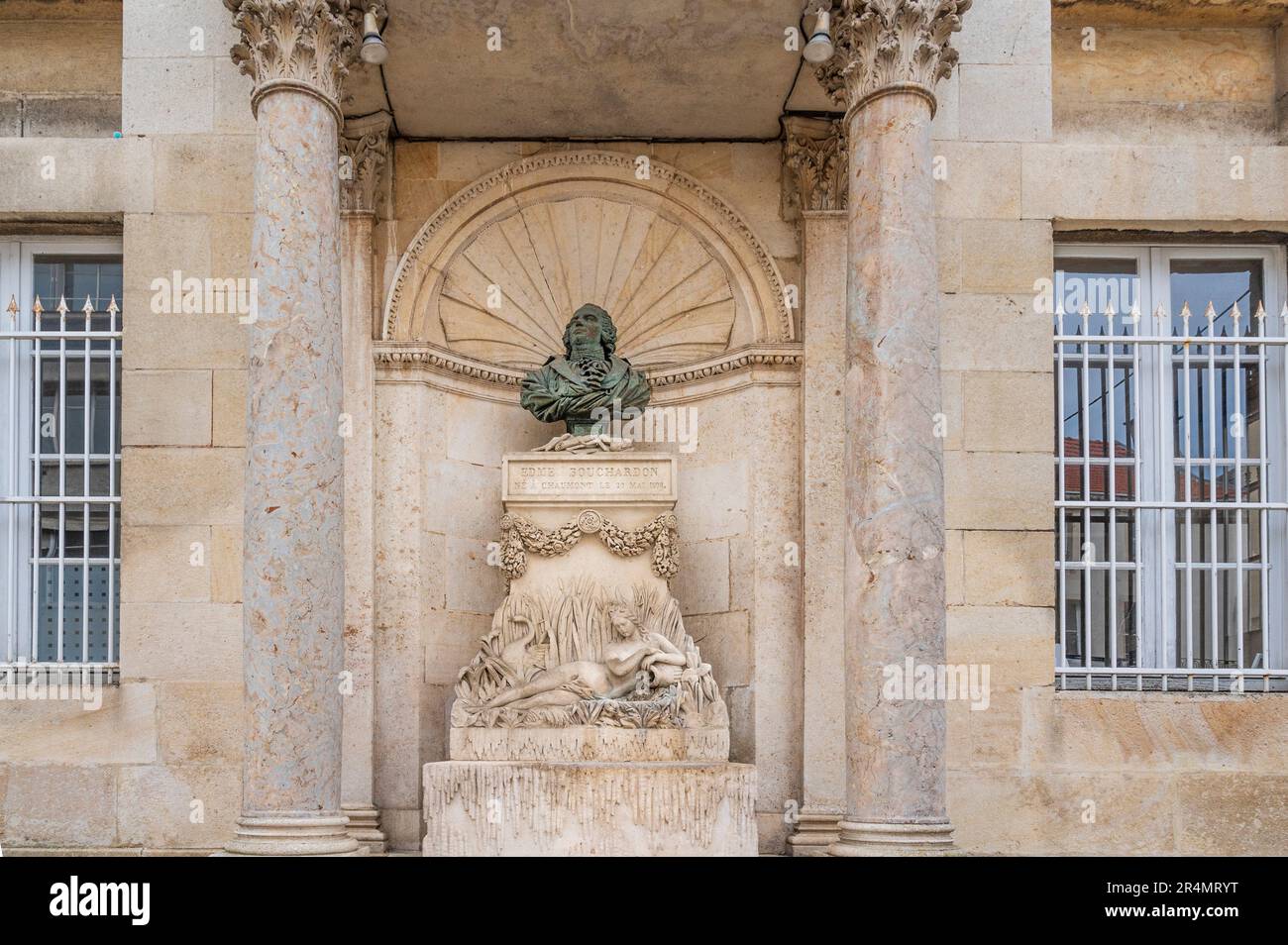 A bust of the French painter Edmé Bouchardon (1698-1762), born in Chaumont, France Stock Photo