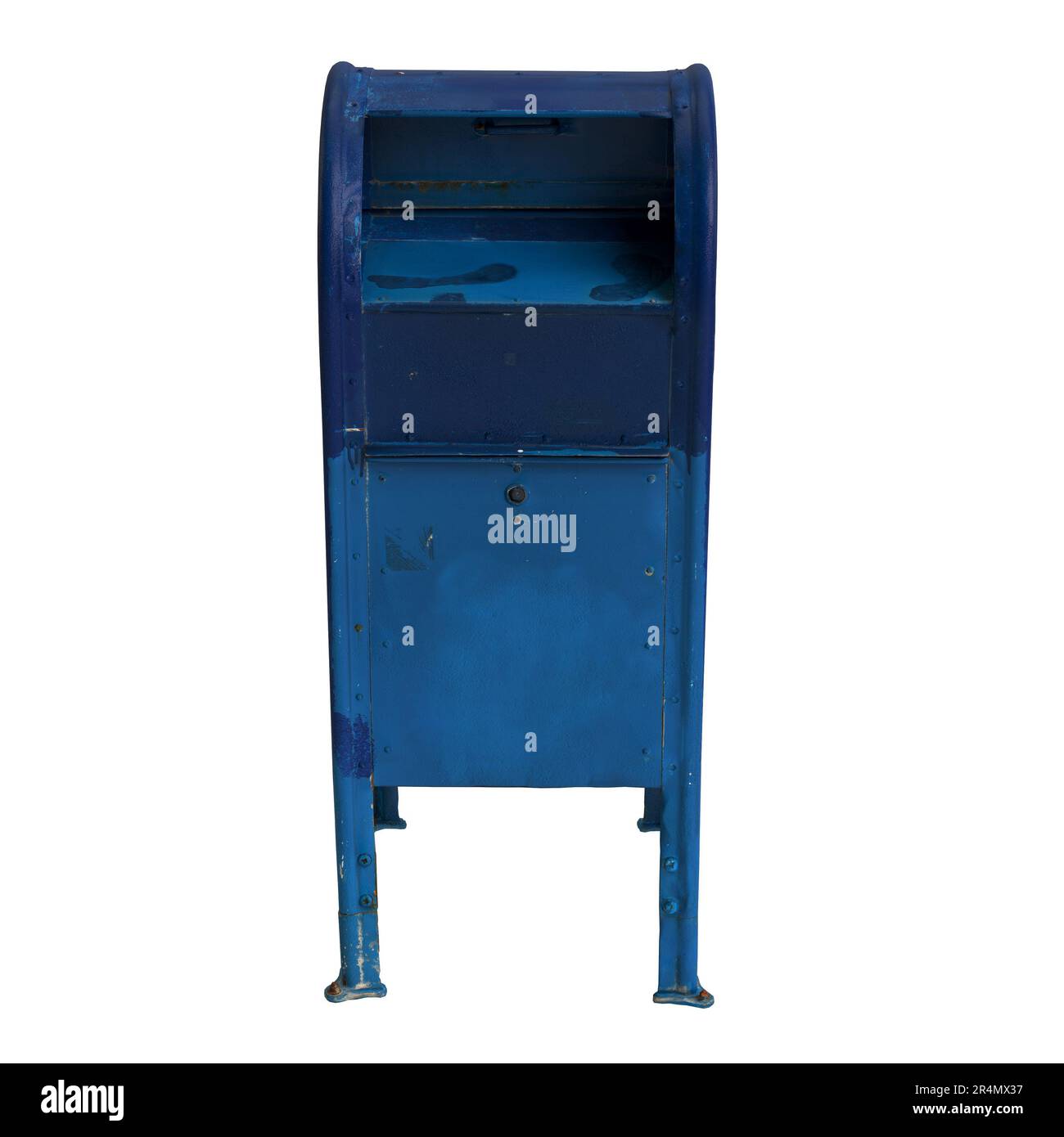 3d illustration of blue public mailbox isolated on black background