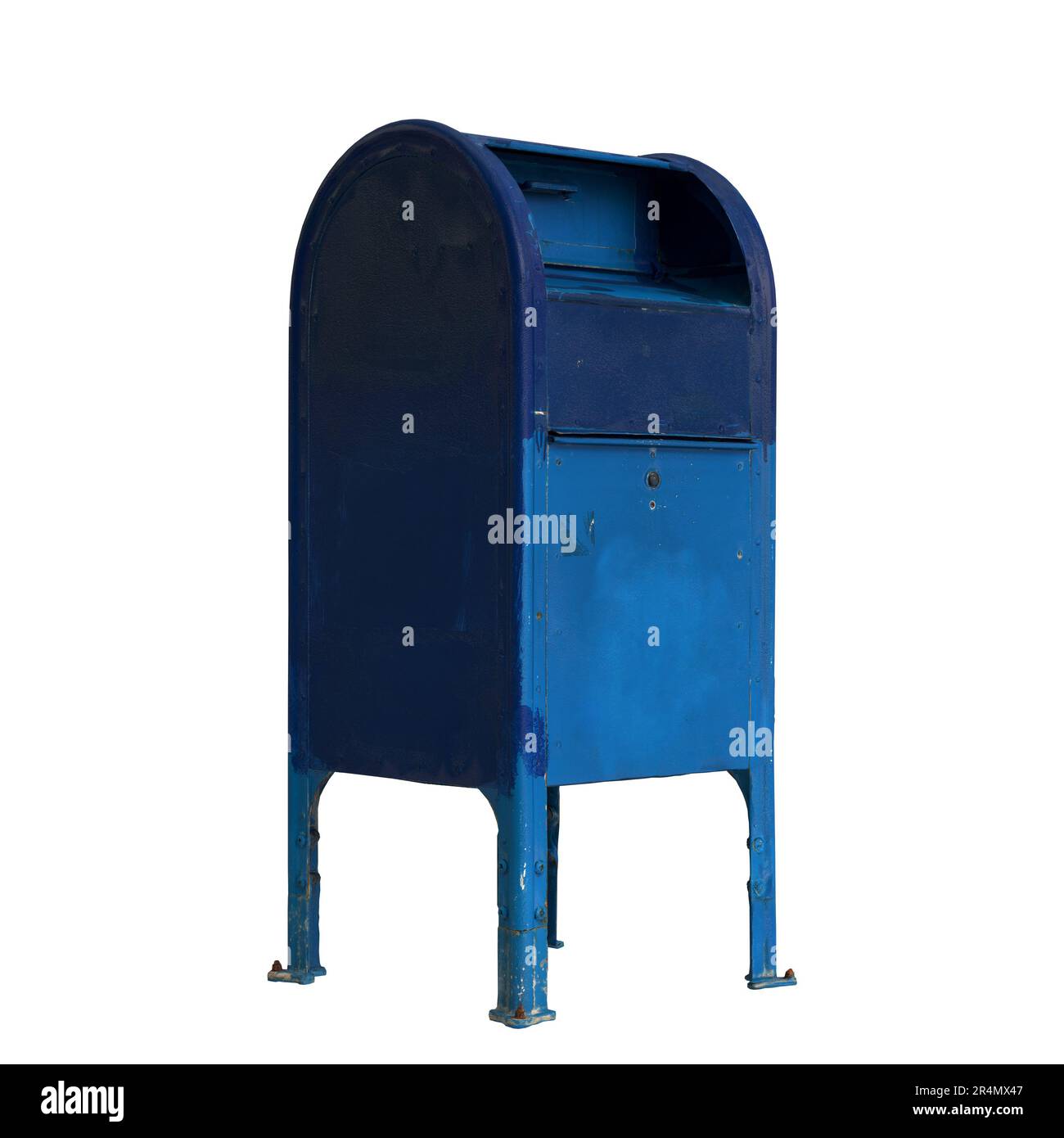 3d illustration of blue public mailbox isolated on black background