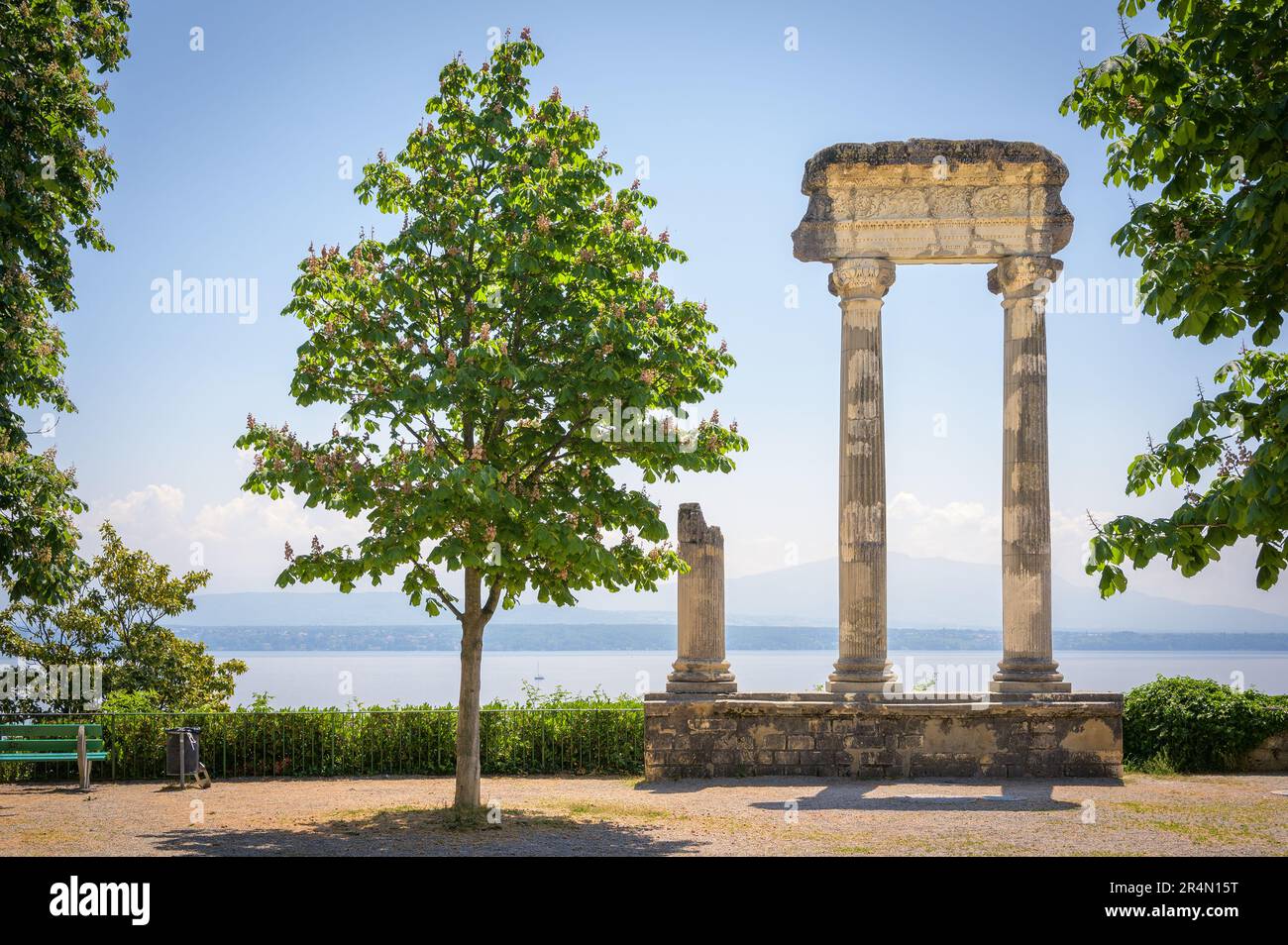 Remains of roman columns at Nyon, Switzerland Stock Photo