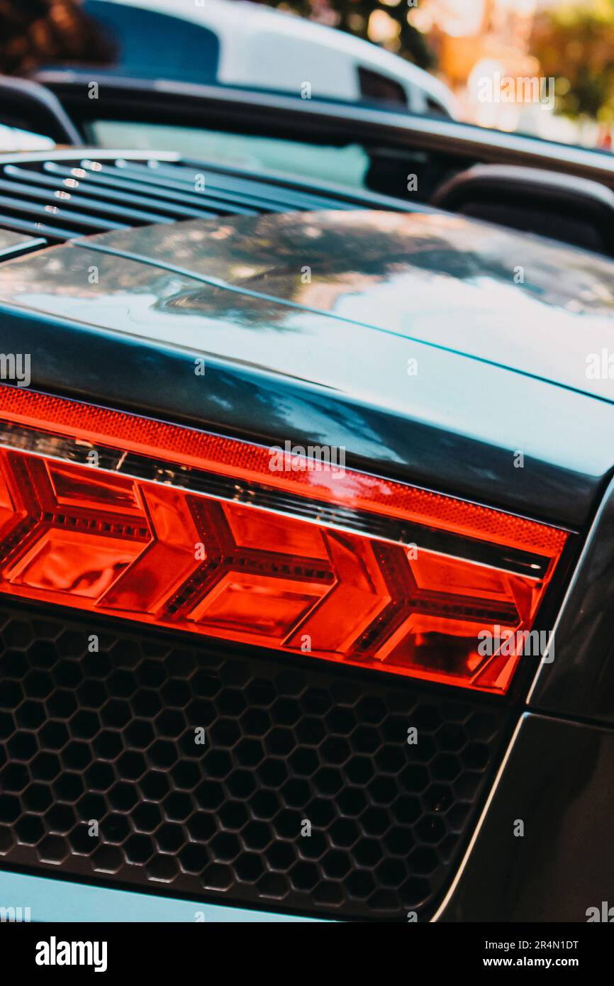 The rear car lights of a luxury car. The rear luxury car lights Stock