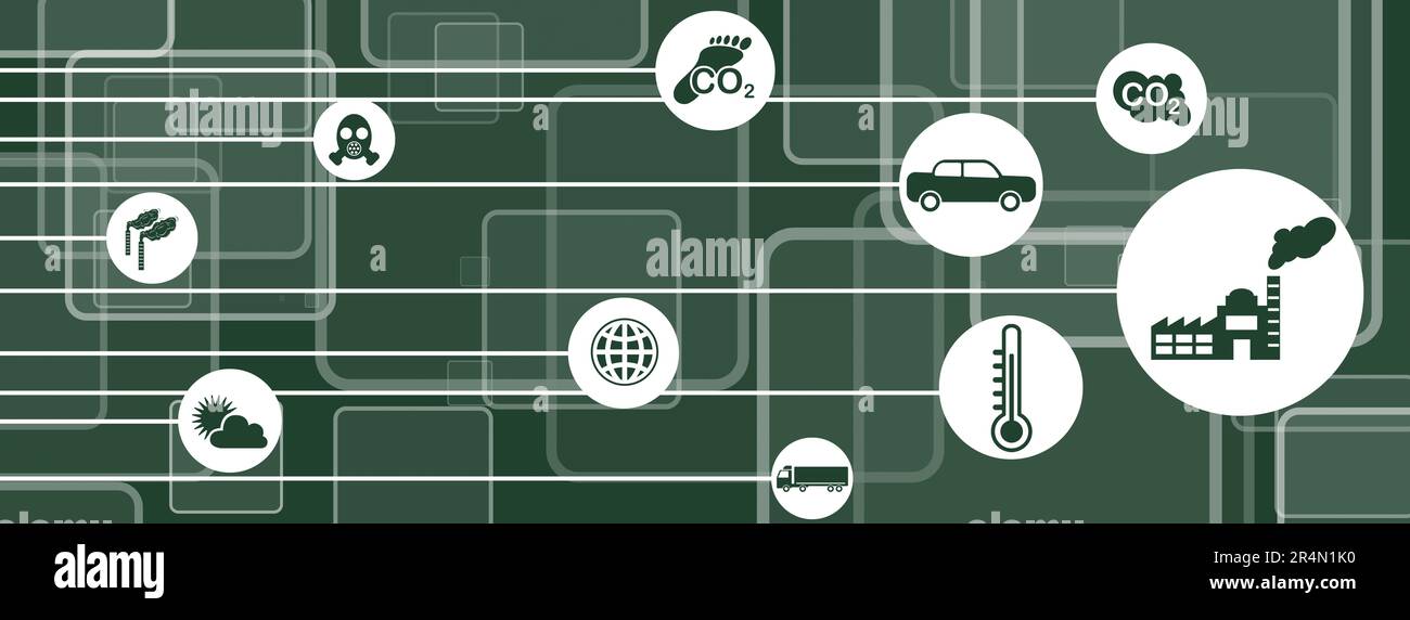 Concept of air pollution with connected icons stock photo alamy