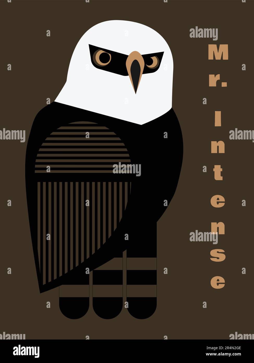 Hawk-eagle Mr. Intense on bronze background Stock Vector