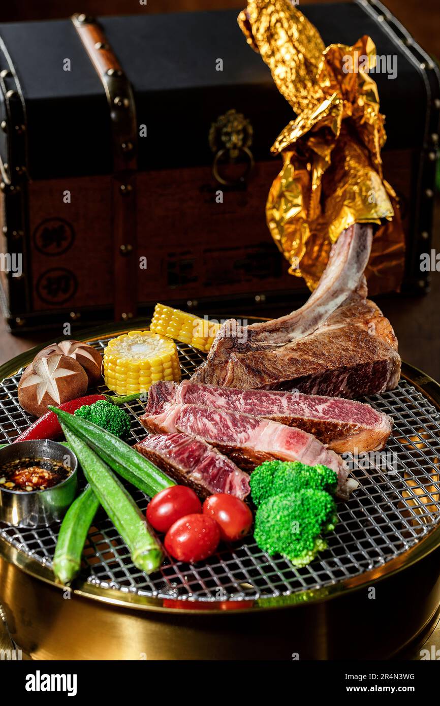 Tomahawk Steak for Japanese bbq or Korea bbq。 Stock Photo Alamy