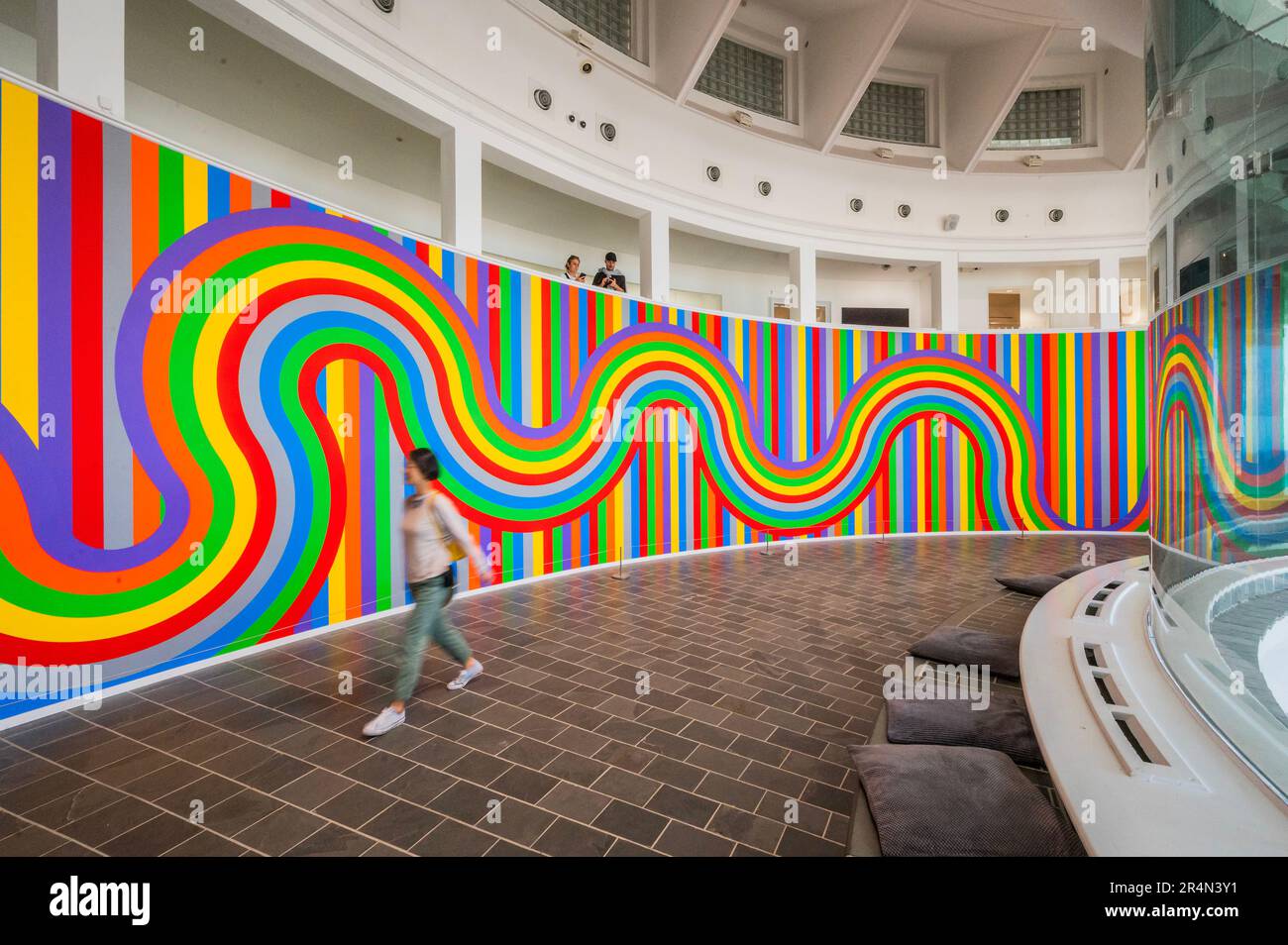 Sol LeWitt Wall Drawing #1136 Curved and straight color bands 2004  at Tate St Ives. Stock Photo