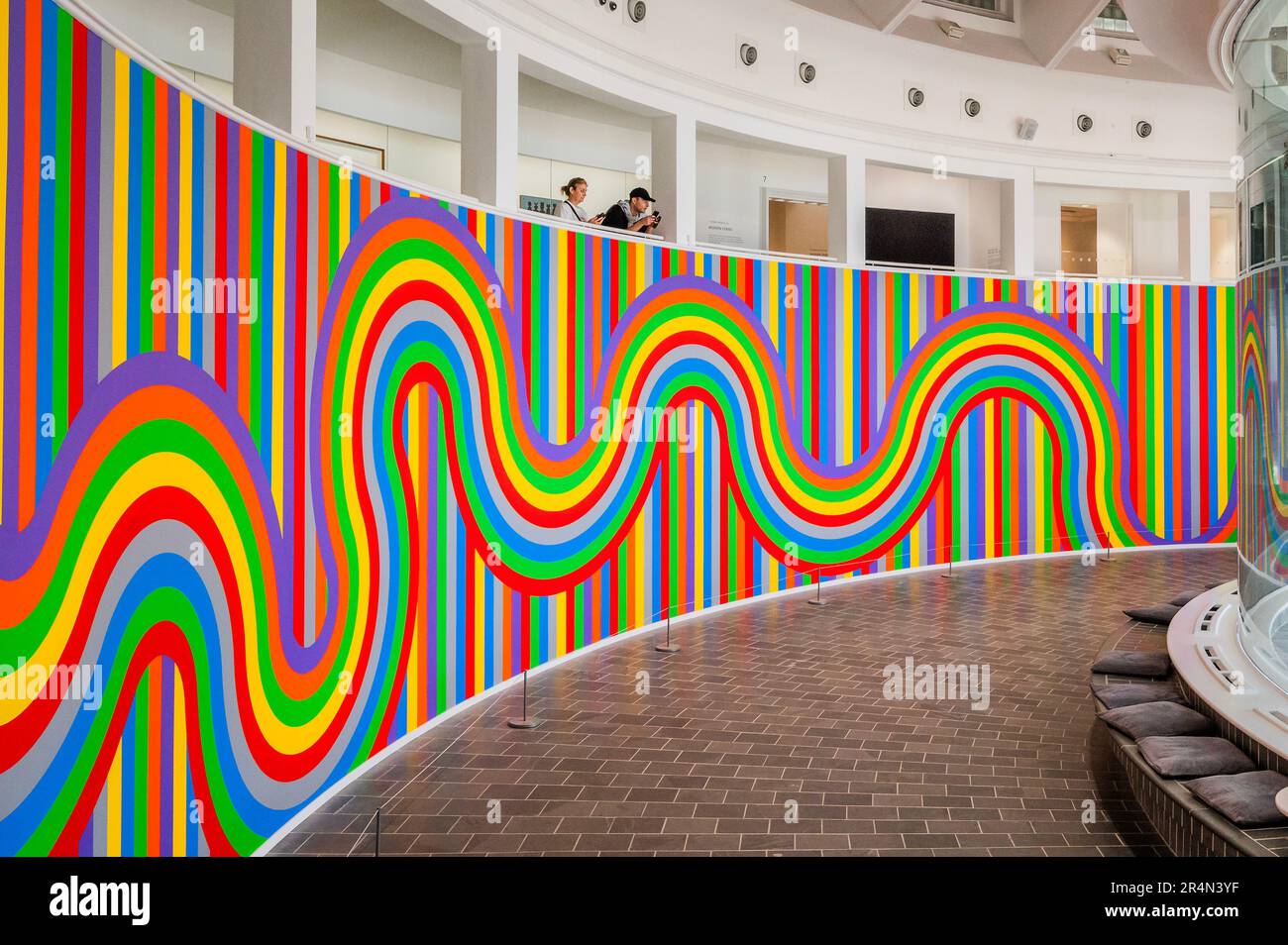 Sol LeWitt Wall Drawing #1136 Curved and straight color bands 2004  at Tate St Ives. Stock Photo