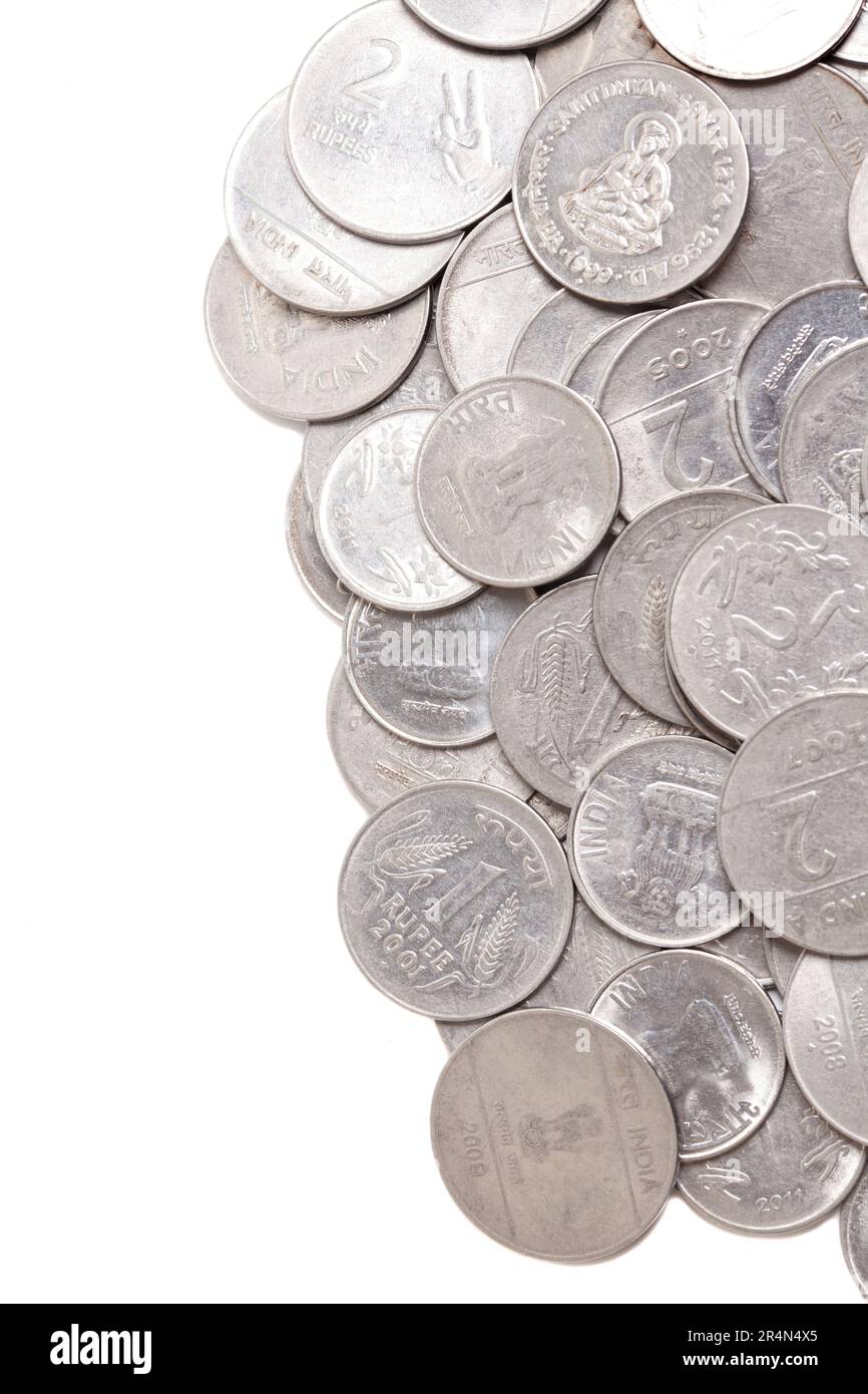 Indian rupees coins isolated on white background Stock Photo - Alamy