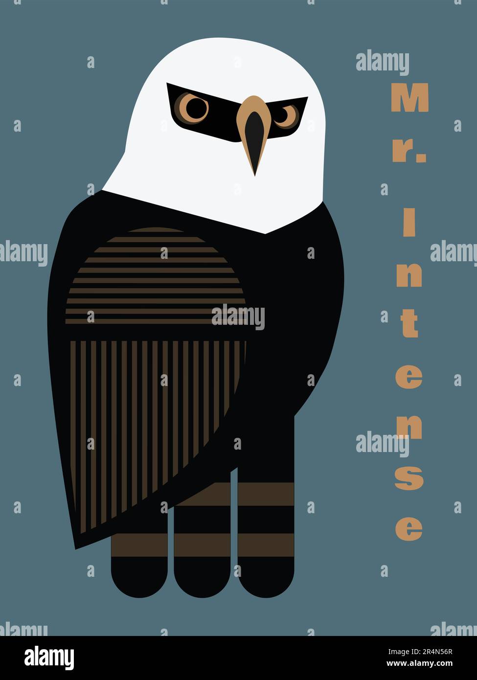 Hawk-eagle Mr. Intense on blue background Stock Vector