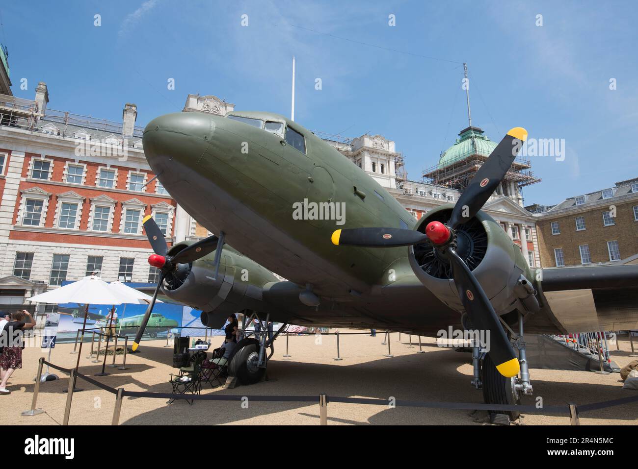 Douglas C-47 Skytrain on display in Horse Guards Parade as part of the RAF100 tour (100th Birthday of the RAF) Stock Photo