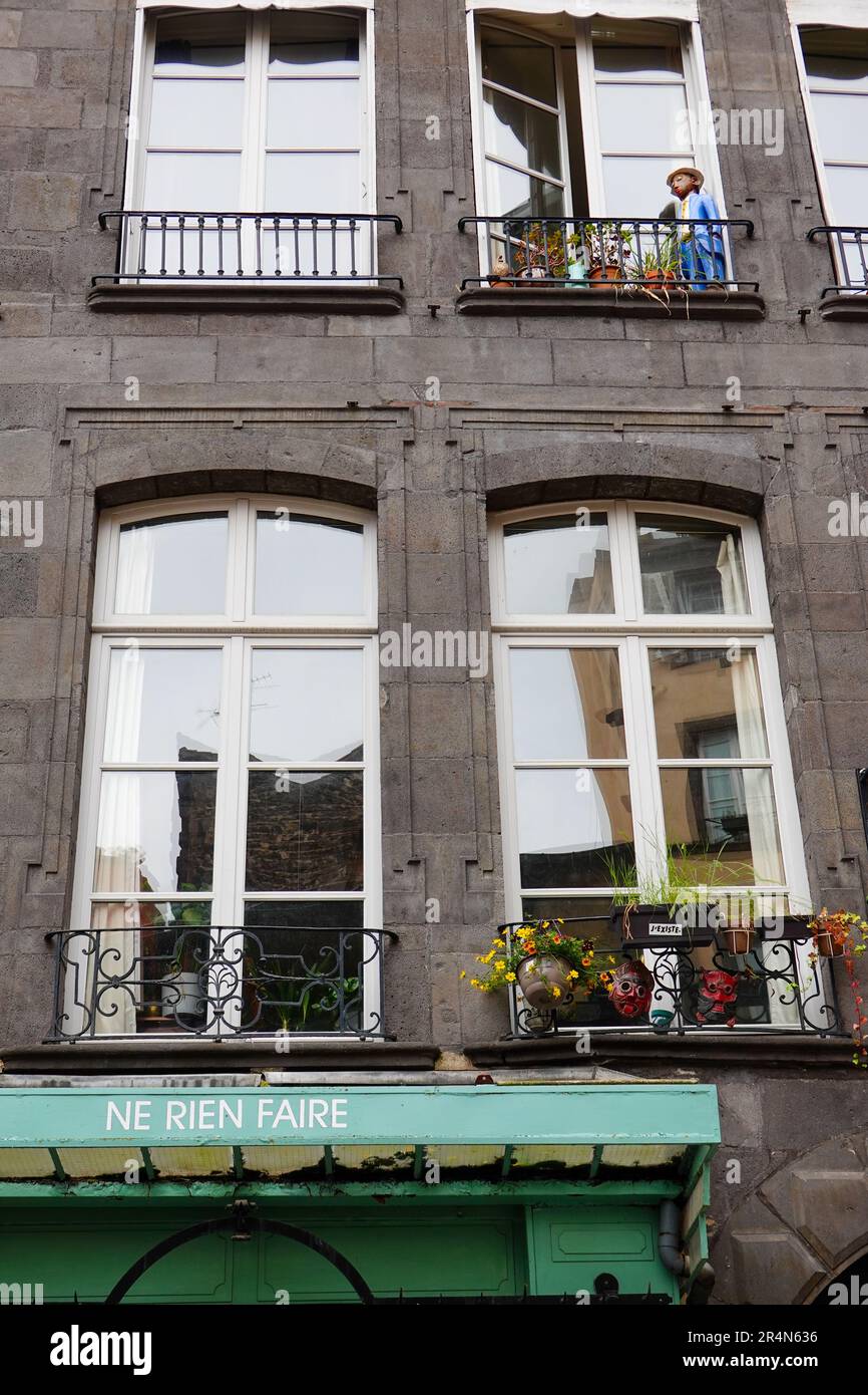 Colourful, whimsical balcony, Rue du Terrail, Clermont-Ferrand, France. Stock Photo