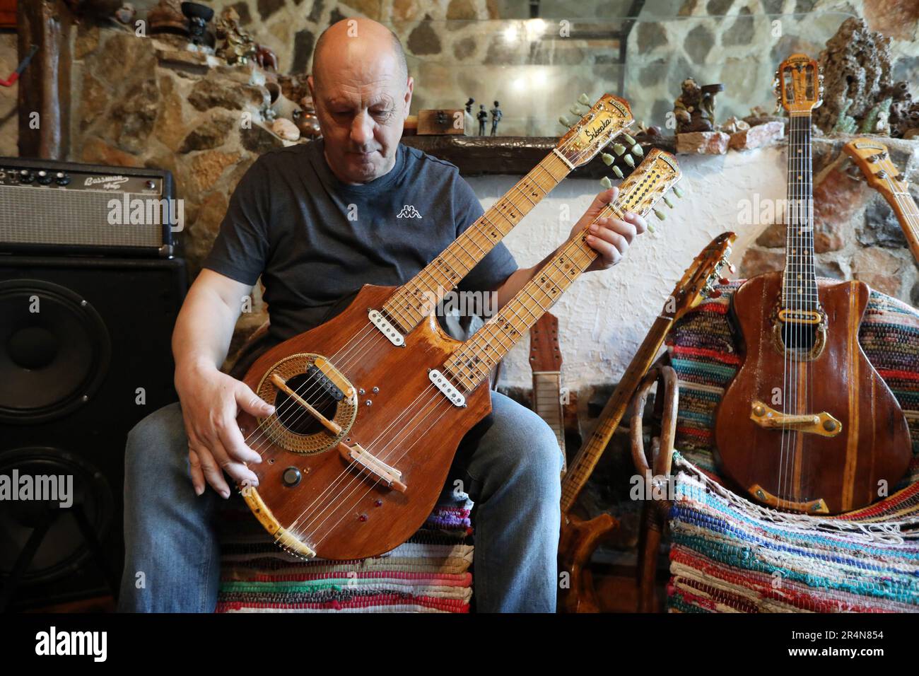 Croatian String Instrument Sibenik, Croatia. 29th May, 2023. Srdjan Trojan, a self-taught builder ...