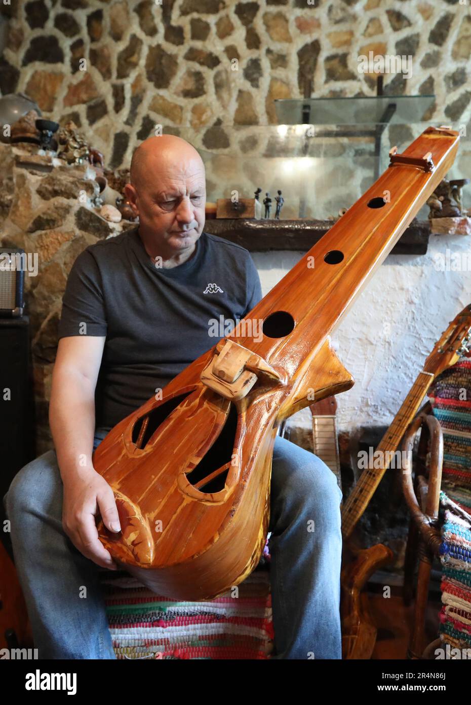 Croatian String Instrument Sibenik, Croatia. 29th May, 2023. Srdjan Trojan, a self-taught builder ...