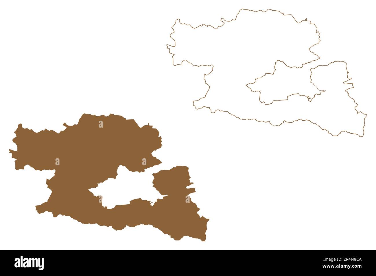 Villach-Land district (Republic of Austria or Österreich, Carinthia or Kärnten state) map vector illustration, scribble sketch Bezirk Villach Land map Stock Vector