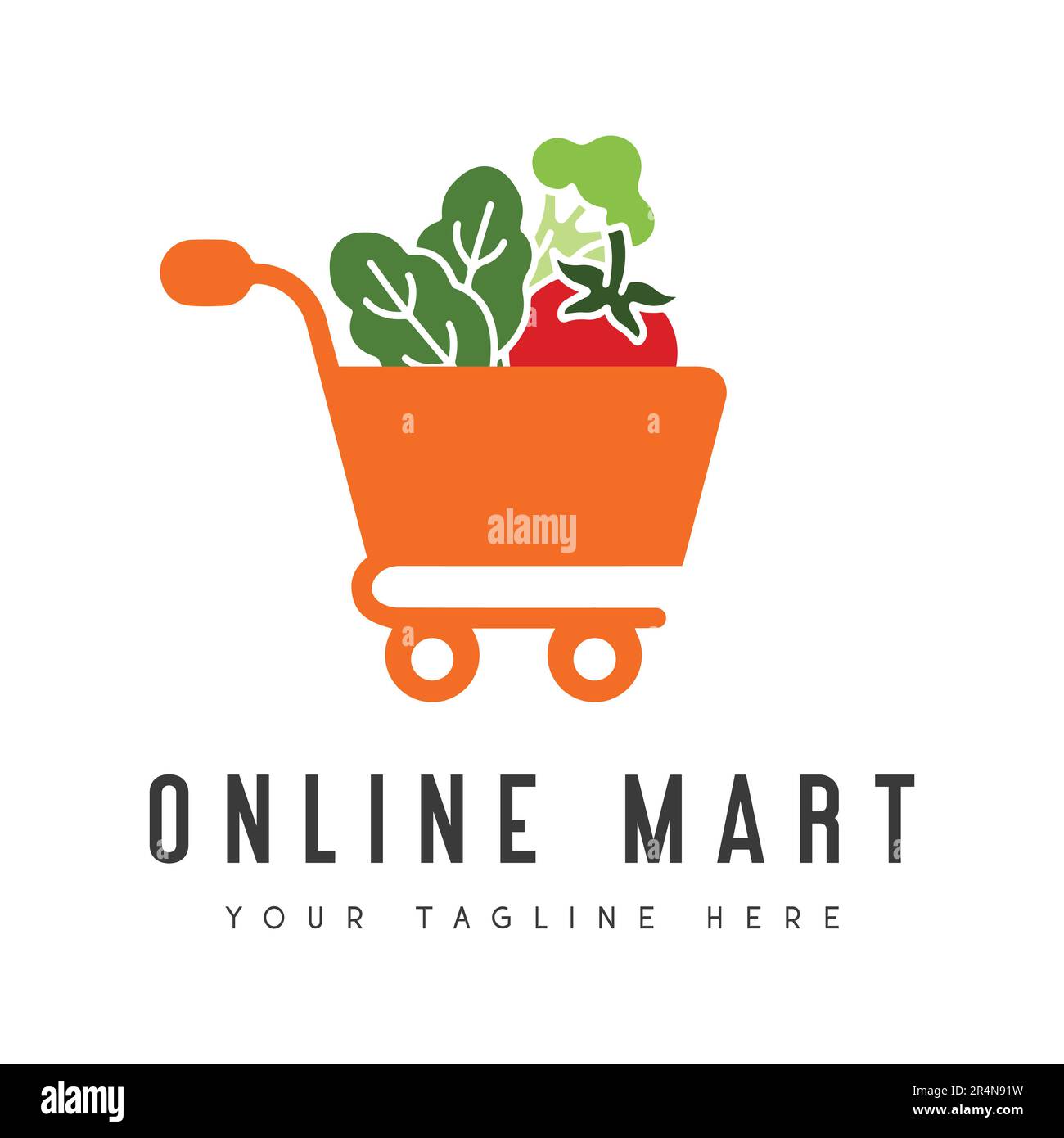 Online Mart Shopping Logo Design Grocery Store Shopping logo Stock Vector