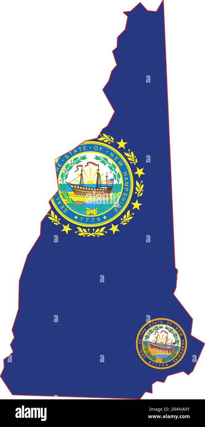 Map of New Hampshire State USA Stock Vector