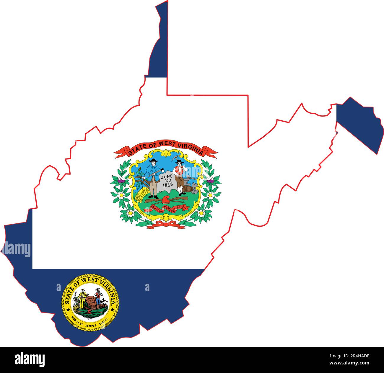 Map of West Virginia State USA Stock Vector