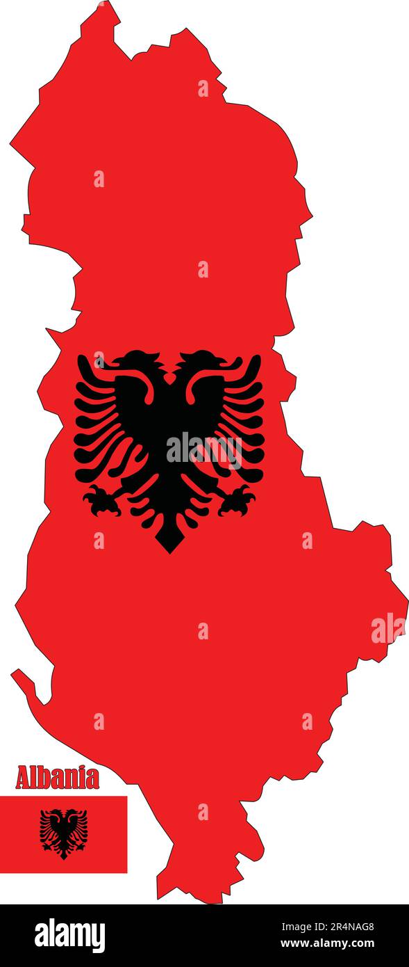 Albania Map and Flag Stock Vector