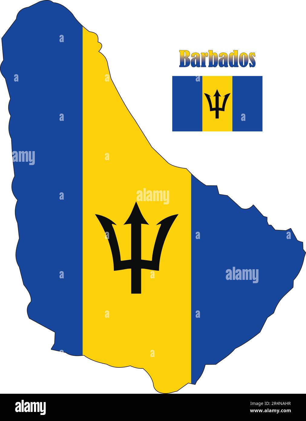 Barbados Map and Flag Stock Vector