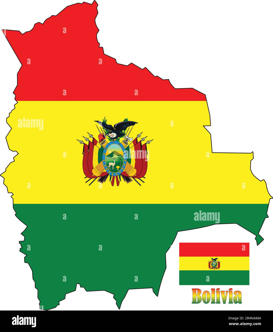 Bolivia Map and Flag Stock Vector