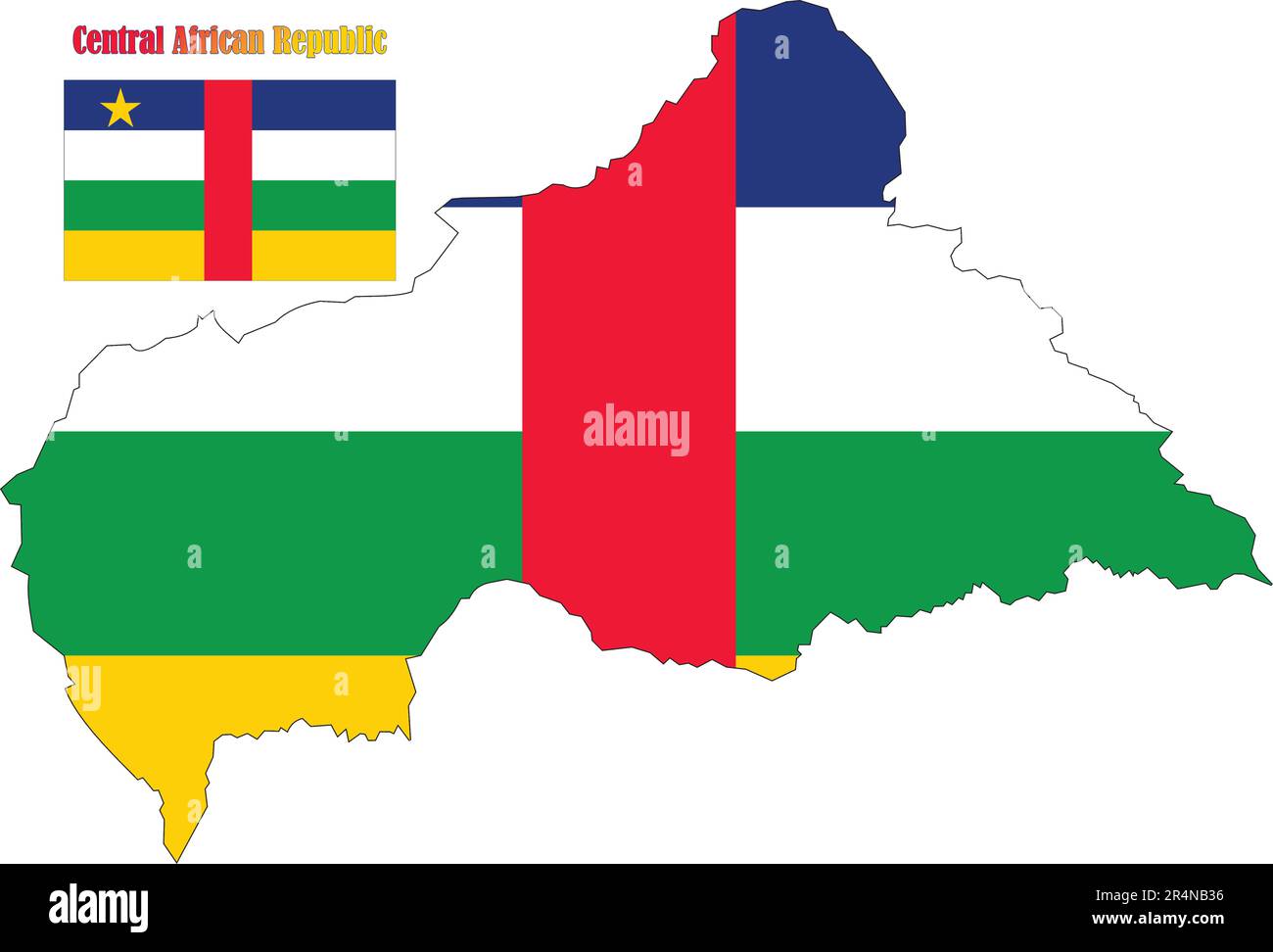 Central African Republic Map and Flag Stock Vector