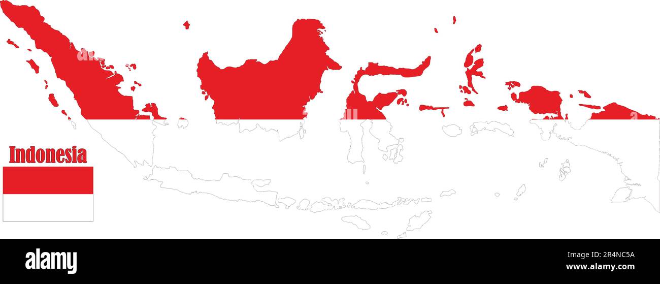 Indonesia Map and Flag Stock Vector