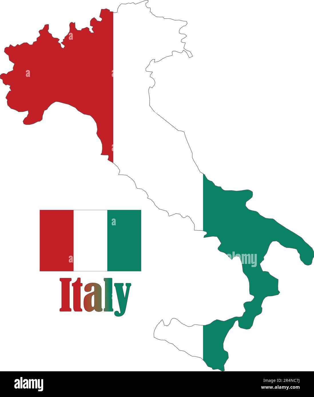 Italy Map and Flag Stock Vector