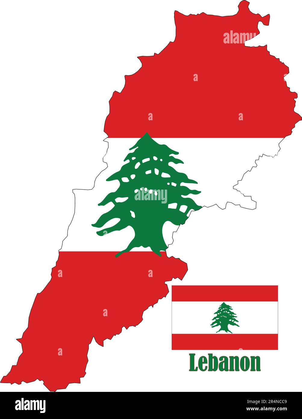 Lebanon Map and Flag Stock Vector