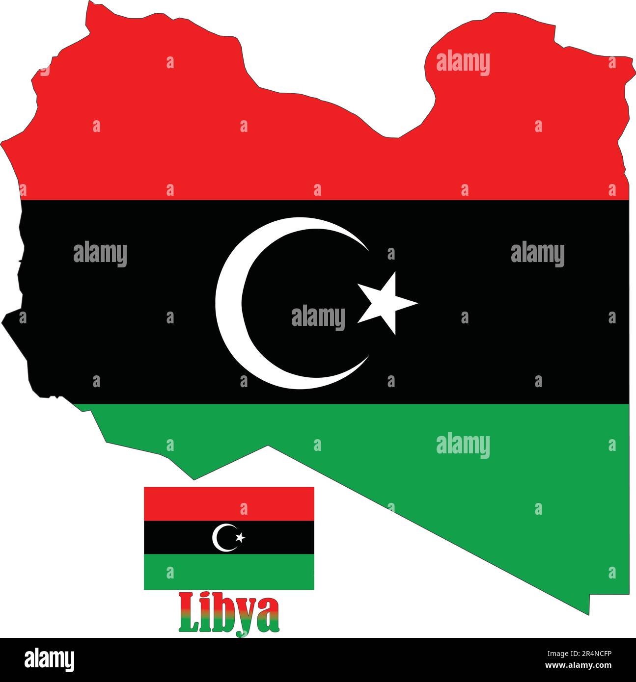 Libya Map And Flag Stock Vector Image & Art - Alamy