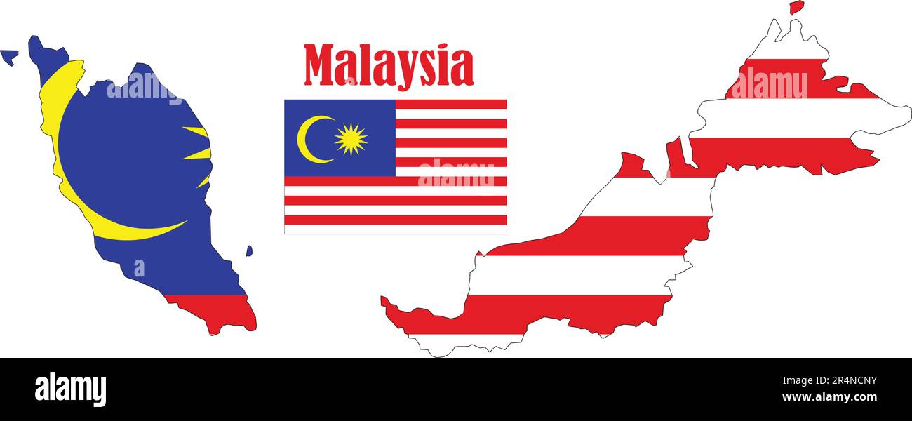 Malaysia Map and Flag Stock Vector