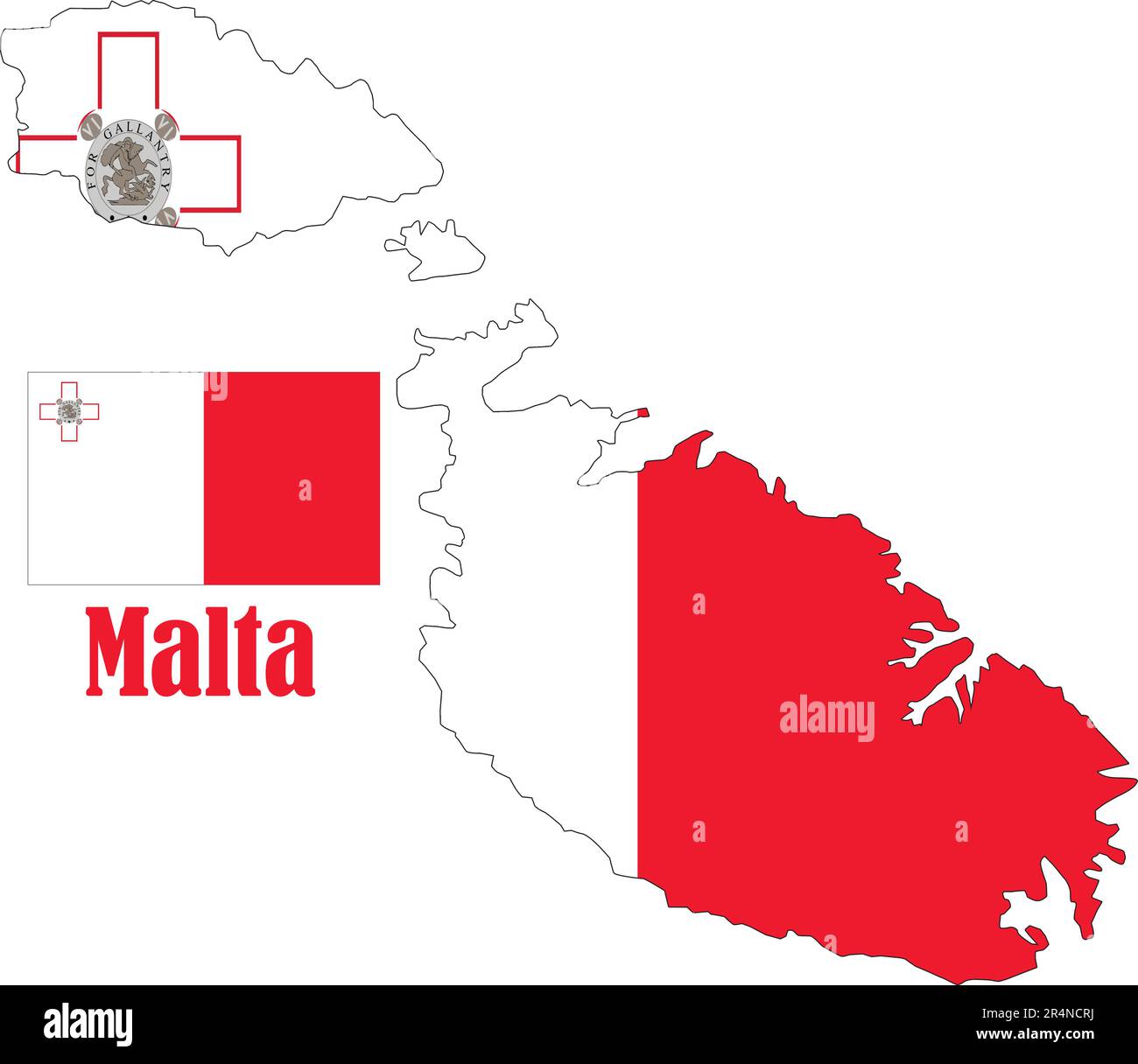 Malta Map and Flag Stock Vector