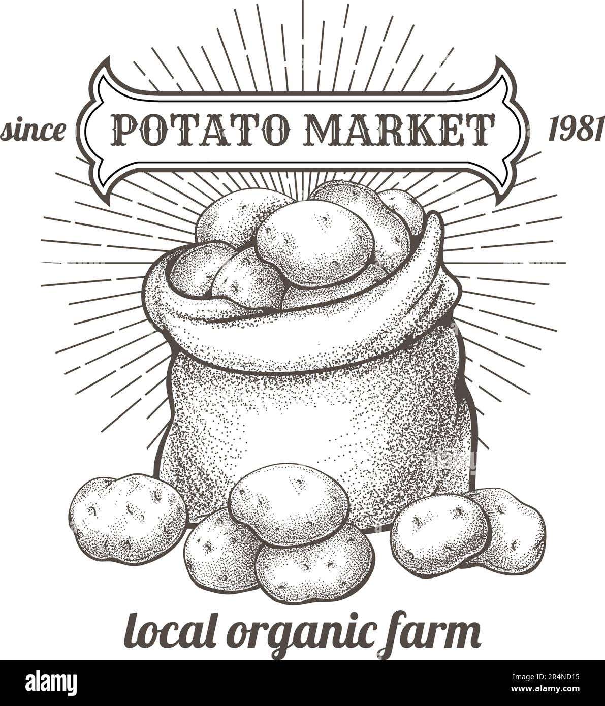 Potato market engraving retro emblem Stock Vector