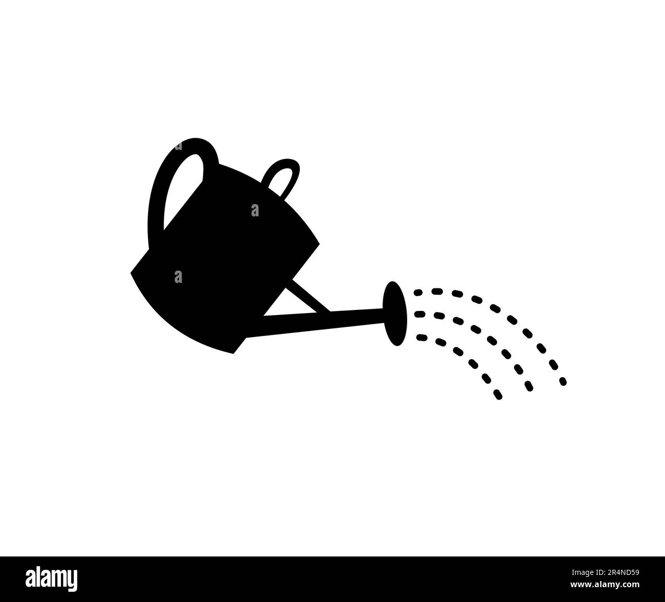 garden watering can black icon. Pouring water from a watering can