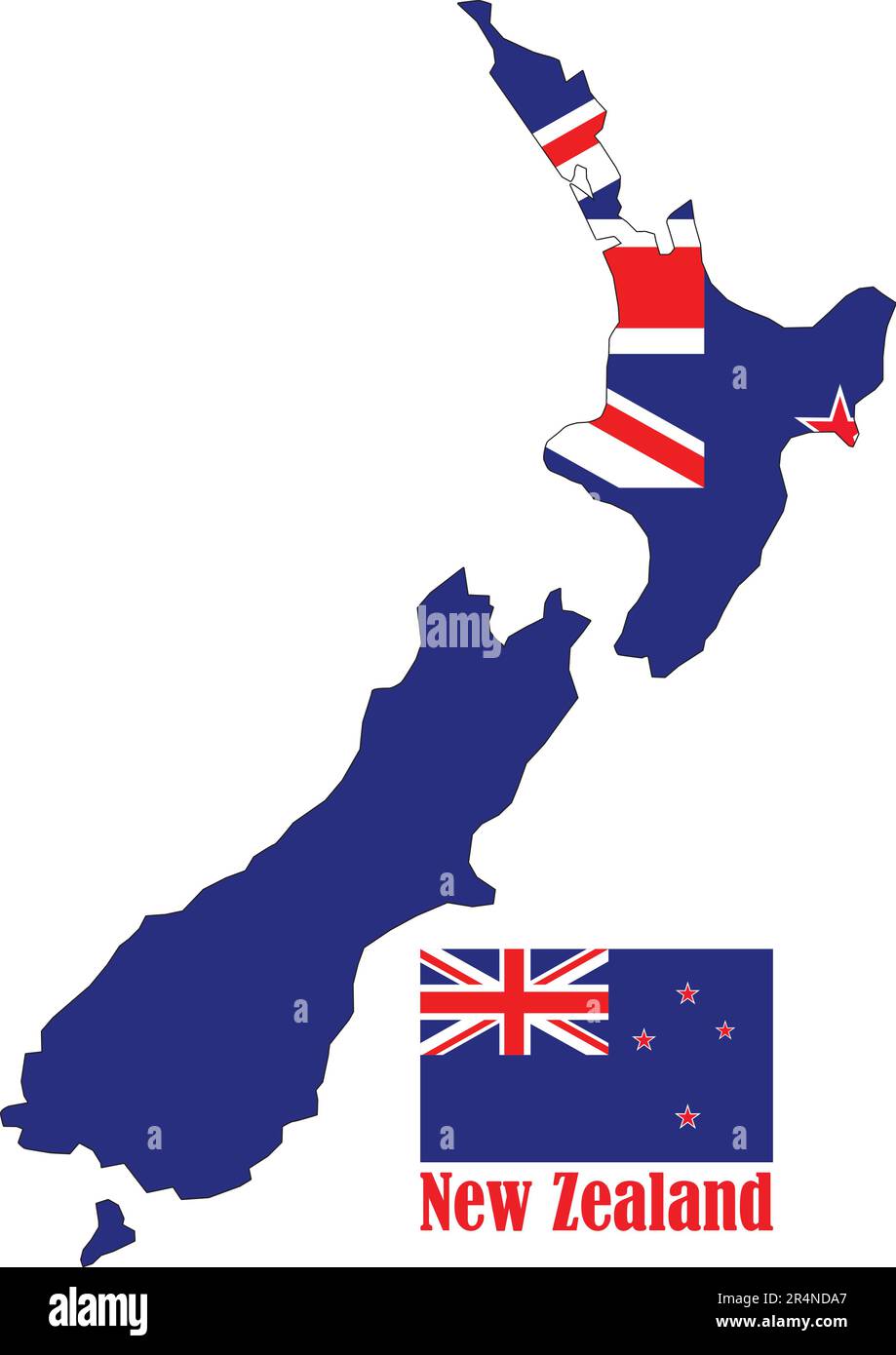 New Zealand Map and Flag Stock Vector