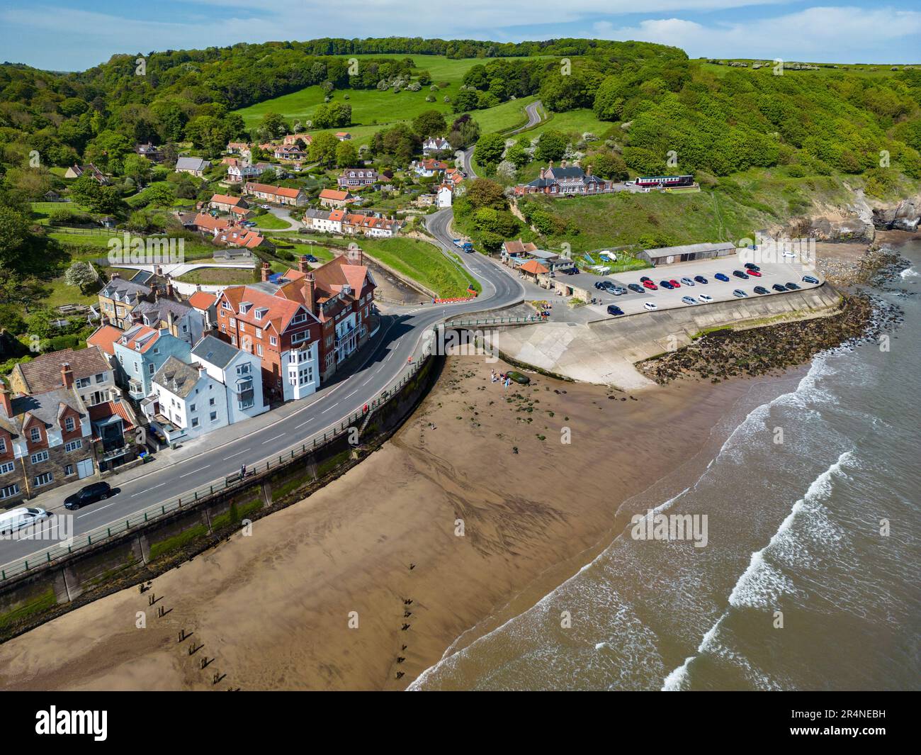 Aerial View Of The Waterfront At Sandsend On The North Yorkshire Coast Aerial View Of The Waterfront At Sandsend On The North Yorkshire Coast