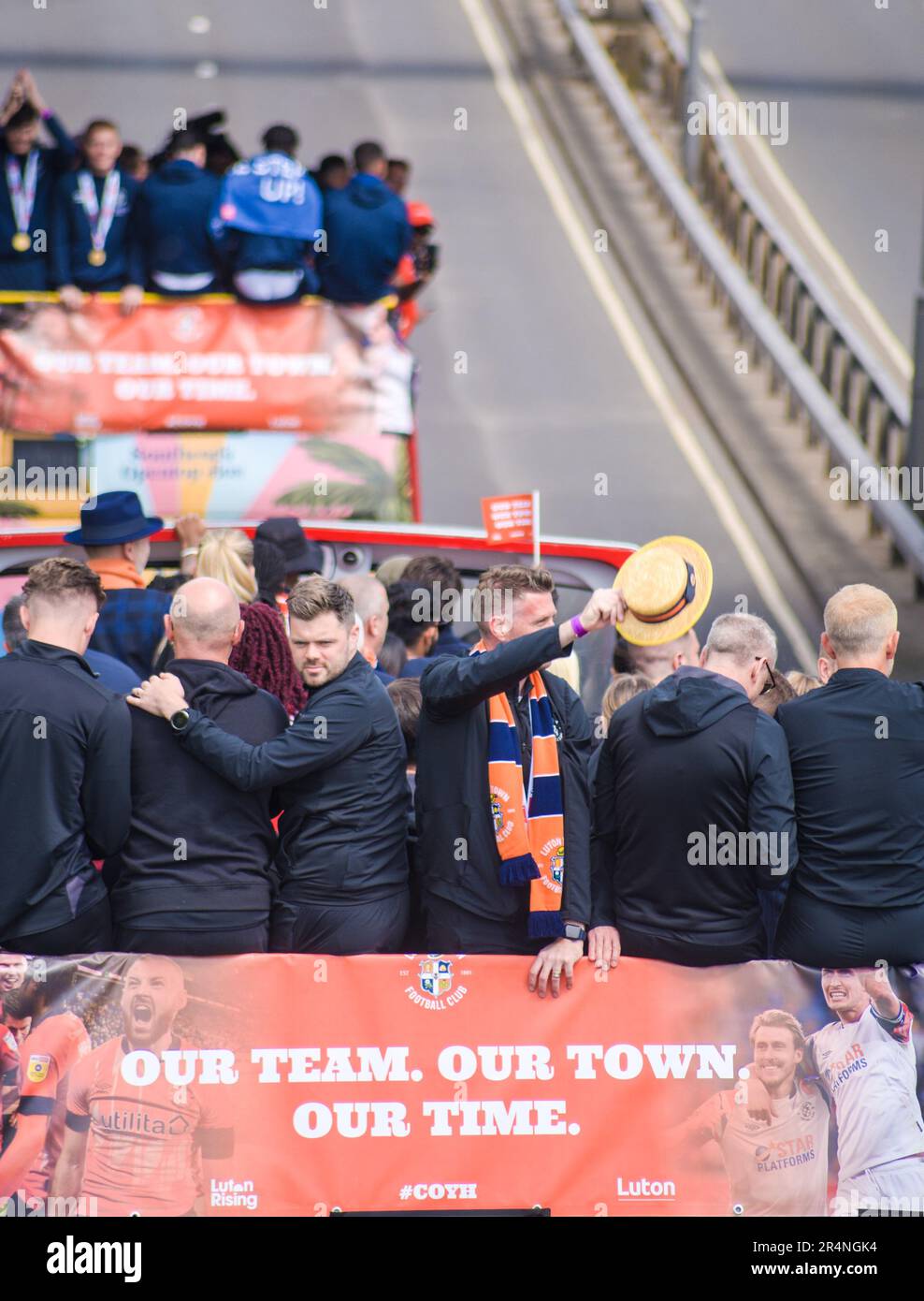 Luton, UK. 29th May, 2023. Thousands of football fans are packing the