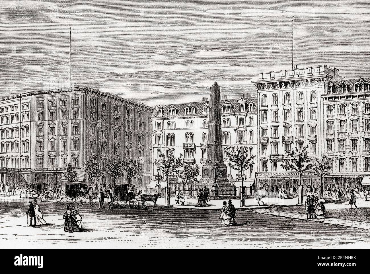 The Fifth Avenue Hotel, Madison Square, Manhattan, New York City.  Built in1859 the hotel was demolished in 1908.  From America Revisited: From The Bay of New York to The Gulf of Mexico, published 1886. Stock Photo