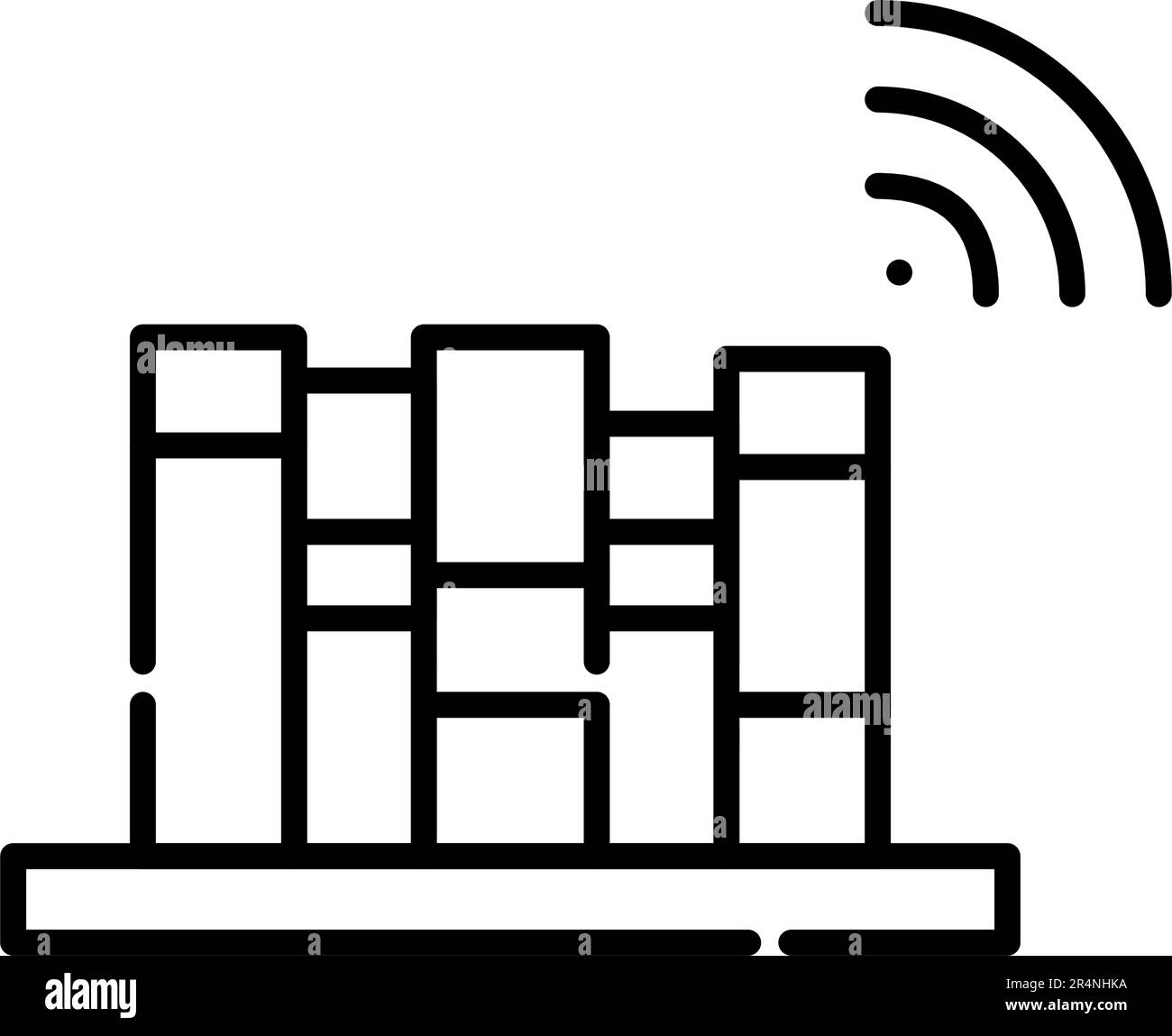 Electronic library mobile app. Books on a shelf with wifi symbol. Pixel ...