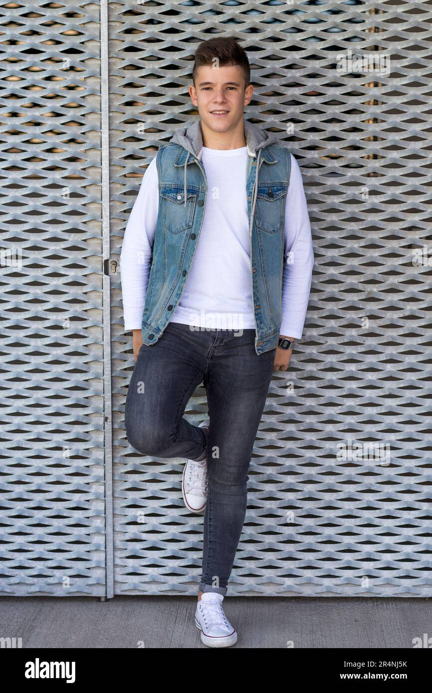 Cool teenager boy leaning on hi res stock photography and images Alamy