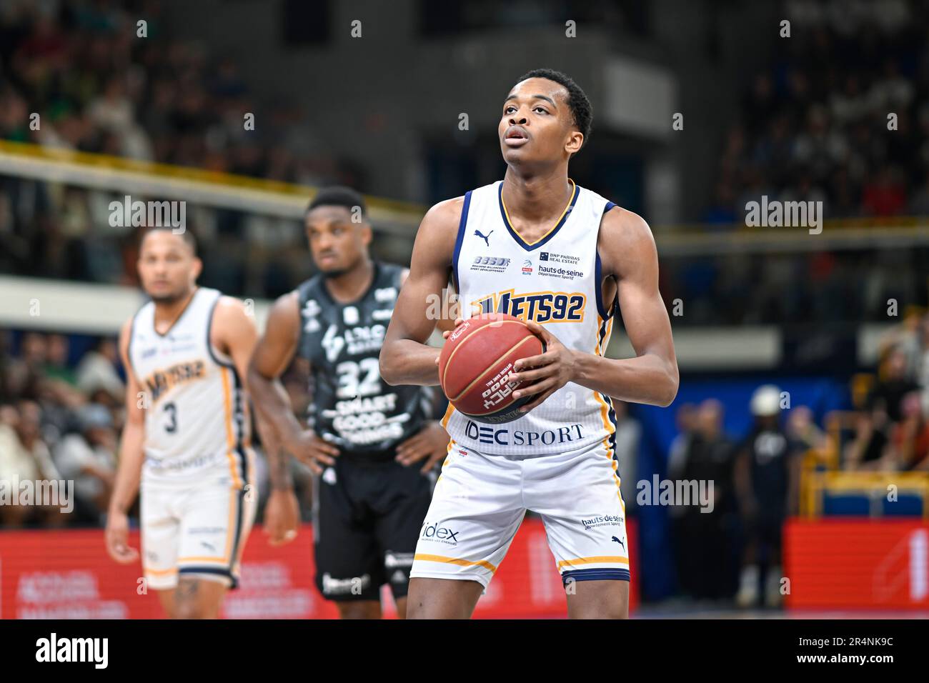 Paris, France. 28th May, 2023. Bilal Coulibaly during the French  championship, Betclic elite basketball match between ASVEL Basket and  Metropolitans 92 (Mets or Boulogne-Levallois) on May 28, 2023 in Levallois,  France. Credit: