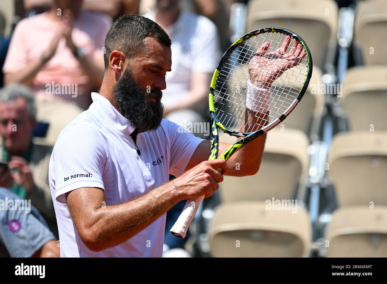 Paris, France. 29th May, 2023. May 29, 2023, Paris, Ile-de-France (region,  France: Benoit Paire during the 2nd round of the men's singles against  Cameron Norrie at the Roland Garros tournament in Paris