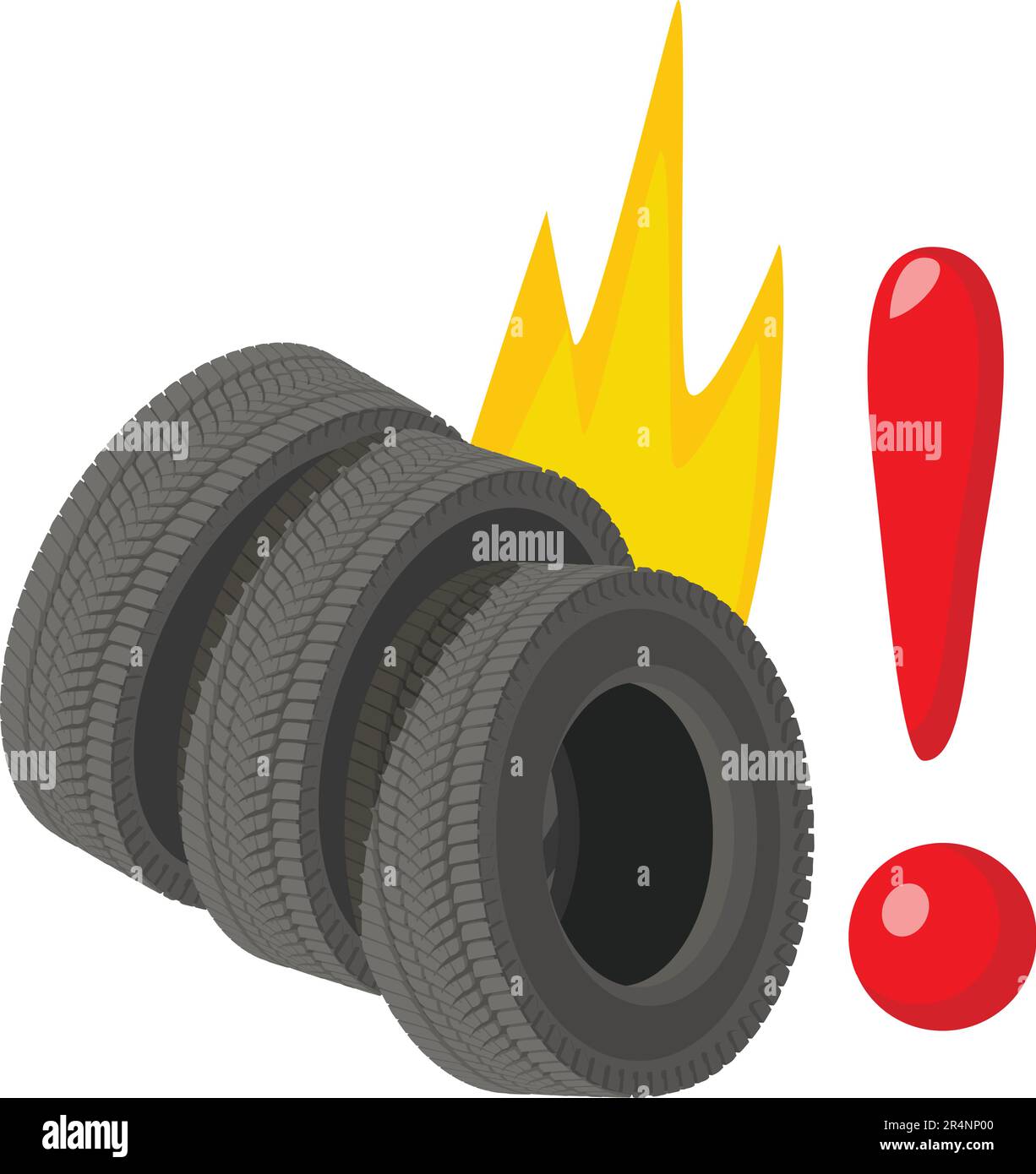 Flammable material icon isometric vector. Burning car tire and