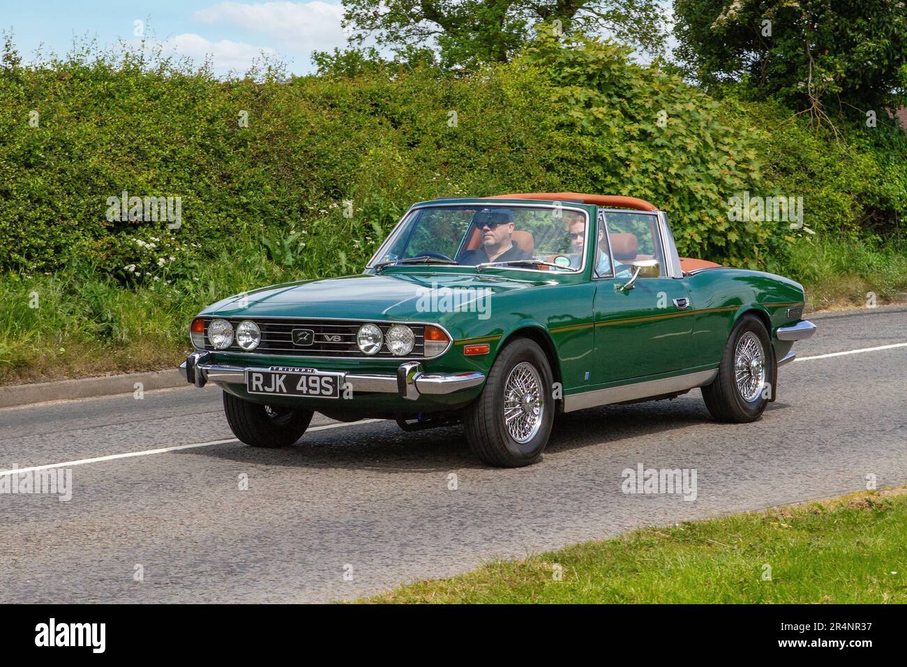 Triumph Stag green soft top cabriolet convertible Classic & vintage cars and motorcycles are delighted to return to Capesthorne Hall Stock Photo