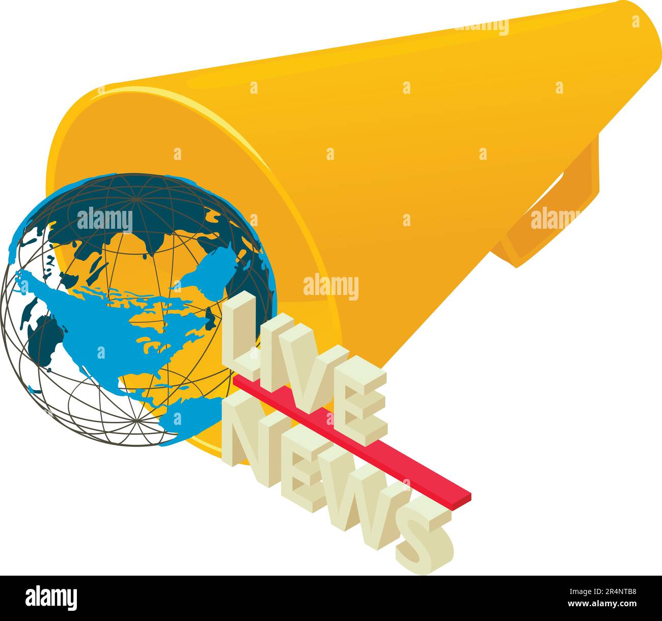Life stream icon isometric vector. Live news lettering, globe grid and