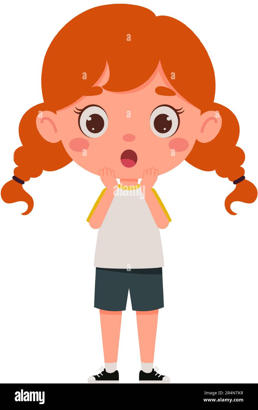 Scared Face Expression - Cute Cartoon Girl Illustration Stock